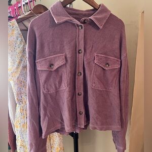 Purple / Pink Corduroy Button-Up Boutique top